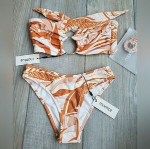 Montce Orange and White Swirl Ring-Front Bikini